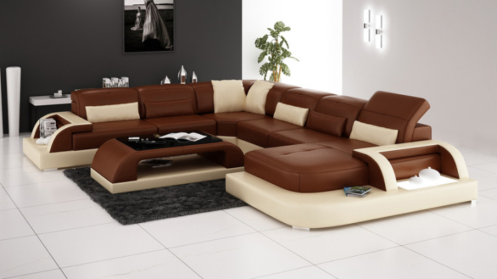 Ledersofa Couch Wunnlandschaft Ecksofa Eck Garnitur Design Modern Nei Sofa L6012