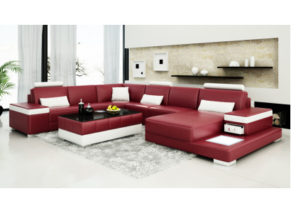 Ledersofa Canapé Wunnlandschaft Ecksofa Eck Garnitur Design Modern Neit Sofa L6013