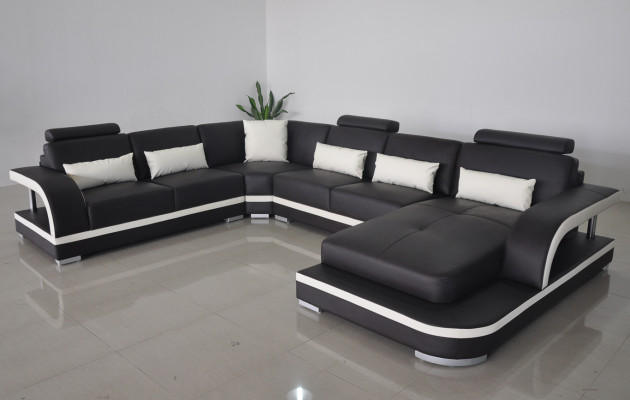 Wunnzëmmer Ecksofa U-Form Holz Nei Modernen Design Polsterung Couch