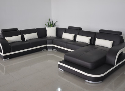 Wunnzëmmer Ecksofa U-Form Holz Nei Modernen Design Polsterung Couch