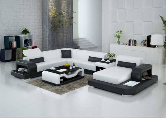 Ledersofa Couch Wunnlandschaft Eckcouch Eck Garnitur Design Modern Sofa G8006