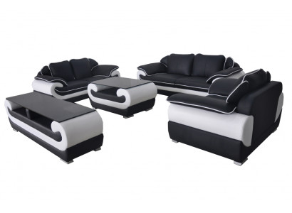 Lieder Modern XXL Canapé Wunnlandschaft Liederkouche Sofa Garnitur 3+2+1 D04 + Dësch