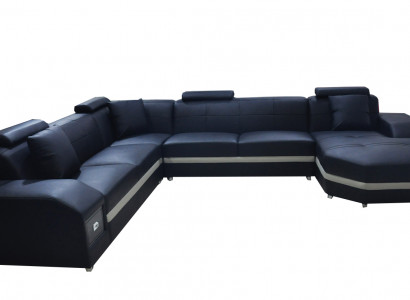 Canapé Canapé d'angle Design Gepolsterten Eckcanapé Couch Wunnlandschaft Eckgarnitur U-Form +USB