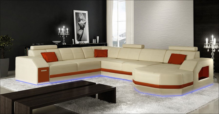 Wunnlandschaft Liederstull Couch Ecksofa Eck Garnitur Design Modern Sofa mat USB