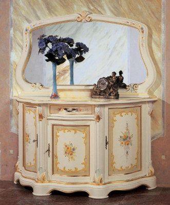 Elegant Stil Miwwelen Schlofkummer Kommode Schaf Klassesch Anrichte mat Spigel