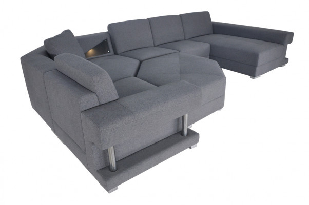 Eck Canapé Couch Polster Ecke Wunnzëmmer Landschaft Designer Canapé Textil + USB