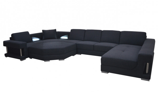 Textil Eckcouch Polster Wunnzëmmer Couch Garnitur Eckgarnitur Sofa Couchen + USB