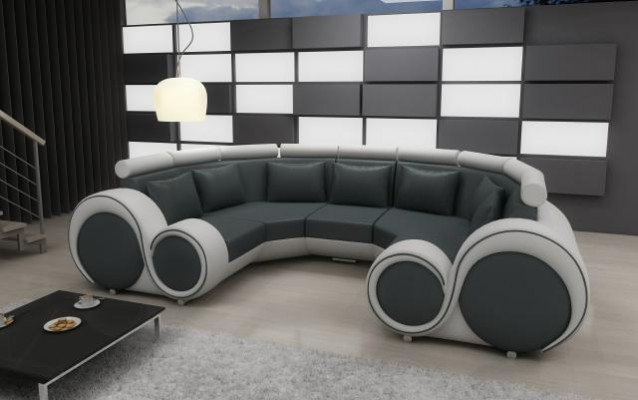 Exklusivt Modernt Lieder-Sofa aus Premium Kënschtläder mat Holzrahmen