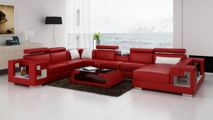 Ledercouch Sofa Canapé Wunnlandschaft Eckcouch Eck Garnitur Design Modern U K5001