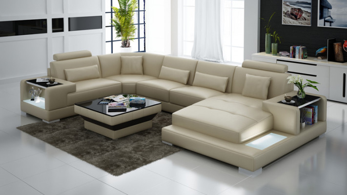Ledercouch Couch Wunnlandschaft Eckcouch Eck Garnitur Design Modern Sofa G8023