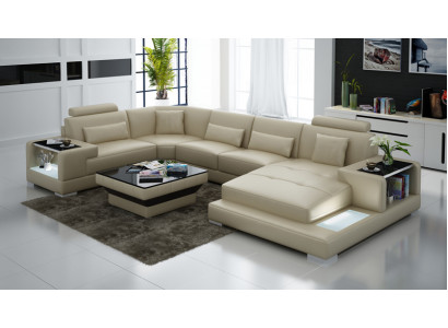 Ledercouch Couch Wunnlandschaft Eckcouch Eck Garnitur Design Modern Sofa G8023