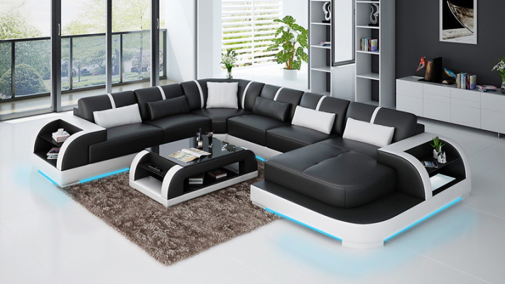 Liederkanapé Couch Wunnlandschaft Eckssofa Eck Garnitur Design Modern Sofa