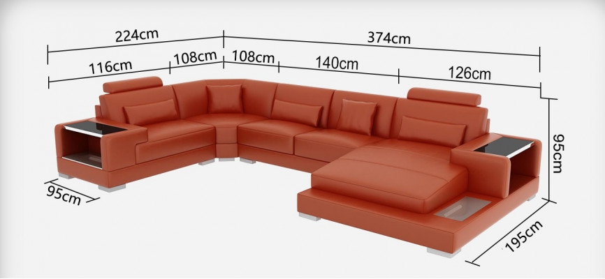 Ledersofa Wunnlandschaft Garnitur Design Modern Ecksofa U-Form G8023