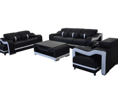 Sofa Lieder +USB, Canapé Polster Garnitur 3+2+1 Sëtz Komplett Set Garnituren +Dësch