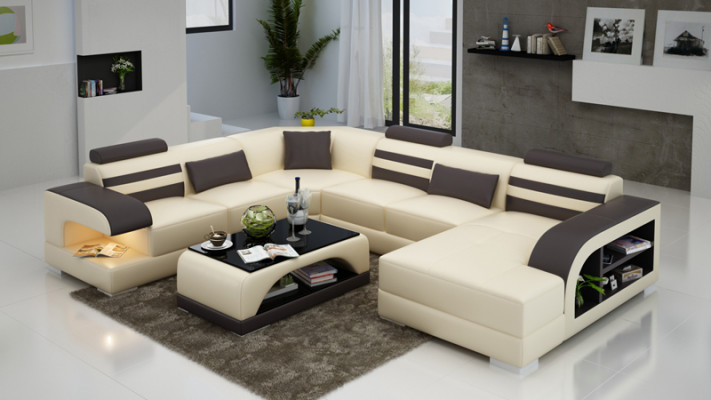 Lieder Canapé Couch Liewenslandschaft Eckcanapé Ecke Garnitur Design Modern Canapé + USB Nei