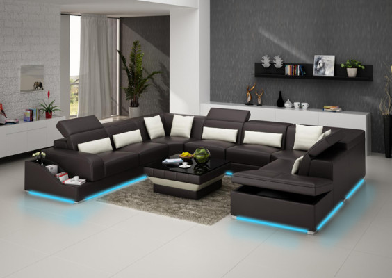 Wunnlandschaft Moderne Ecksofa Couch Polster Eckgarnitur Sofa Eck Garnitur + USB