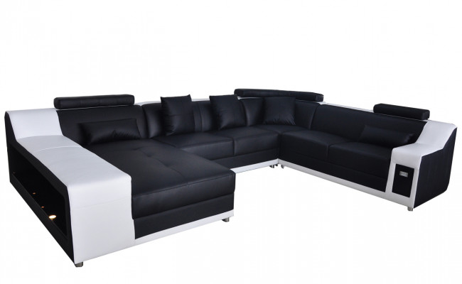 U-fërmeg Wunnzëmmer Eckcouch Sëtzgrupp Ecksofa Lieder Sofa Polster Couch +USB