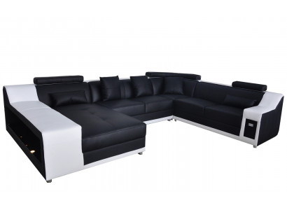 U-fërmeg Wunnzëmmer Eckcouch Sëtzgrupp Ecksofa Lieder Sofa Polster Couch +USB