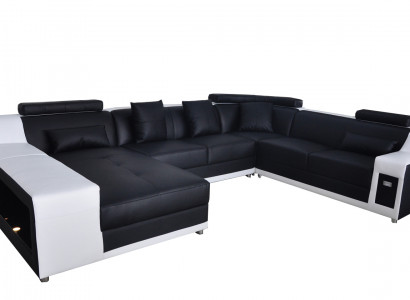 U-fërmeg Wunnzëmmer Eckcouch Sëtzgrupp Ecksofa Lieder Sofa Polster Couch +USB