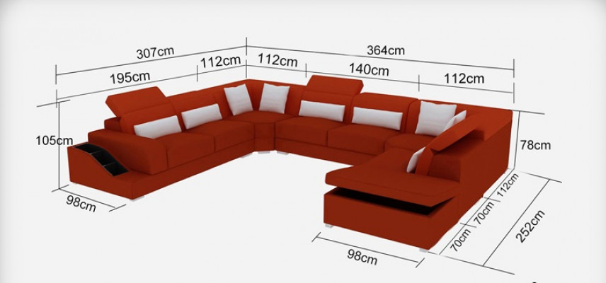 Lieder Wunnlandschaft Eck Garnitur Design Modern Sofa U-Form G8008 + Pouf Nei