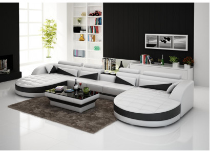 Ledercouch Couch Wunnlantschaft Eckcouch Eck Garnitur Design Modern Couch G8018D