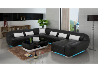 Ledersofa Canapé Wunnlandschaft Ecksofa Eck Garnitur Design Modern Sofa G8022