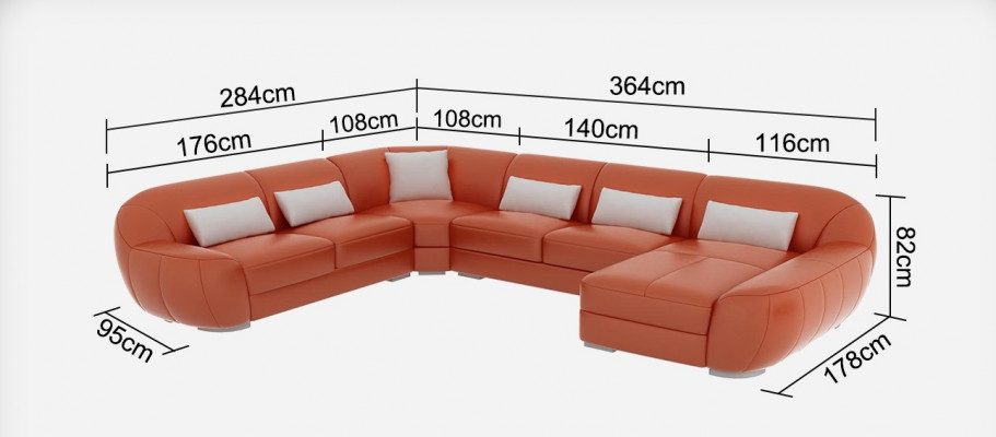 Ledersofa Canapé Wunnlandschaft Ecksofa Eck Garnitur Design Modern Sofa G8022