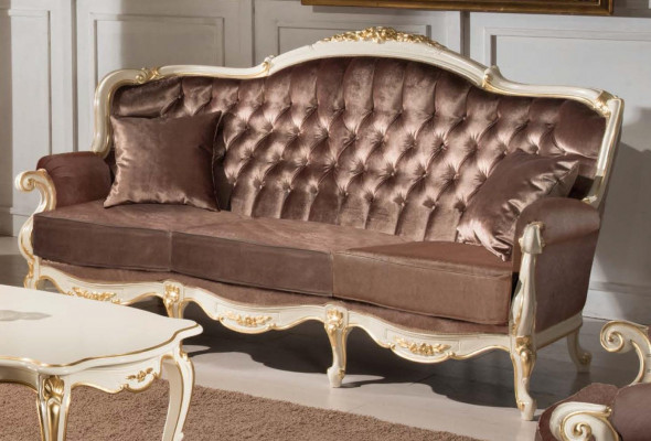 Italienesch Stil Dräisëtzer Canapé Wunnlandschaft Textilcanapé 3 Sëtz Sofa Canapéen