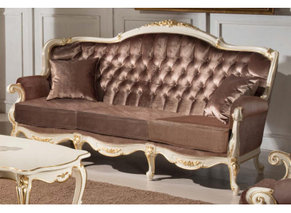 Italienesch Stil Dräisëtzer Canapé Wunnlandschaft Textilcanapé 3 Sëtz Sofa Canapéen