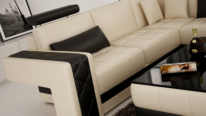 Modern Liederkanapé Canapé Wunnlandschaft Eckecksofa Ecke Garnitur Dekor Design