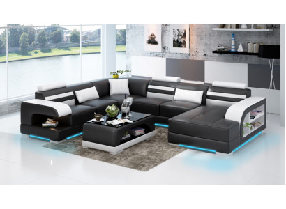 Modern Eleganz U-fërmegt Ecksofa am exquisite Lederdesign