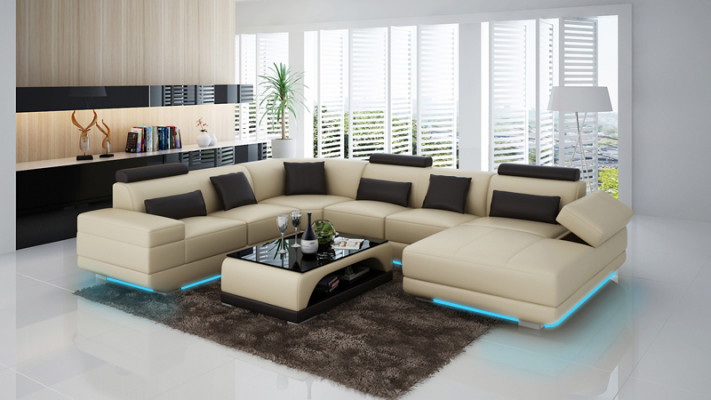 Lieder-Canapé Couch Wunnlandschaft Eckcanapé Eck Garnitur Design Modern Canapé