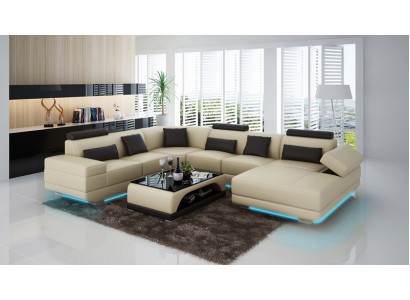 Lieder-Canapé Couch Wunnlandschaft Eckcanapé Eck Garnitur Design Modern Canapé