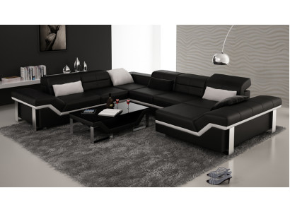 Modern Sëtzeck Ledersofa Ecksofa Sofa Polster Couch Wunnlandschaft K5007 + USB