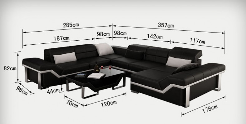 Modern Sëtzeck Ledersofa Ecksofa Sofa Polster Couch Wunnlandschaft K5007 + USB