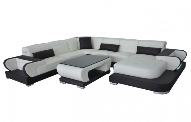 Modern Living Zëmmer Canapé Weich gepolstert Eckgarnitur Moossfäerdegung Sofa + USB