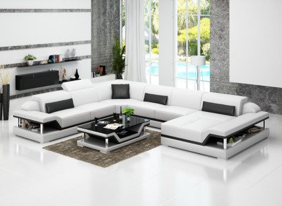 Design-Lieder Wohnlandschaft Ecksofa Modern Garnitur Couch Eck Neu Wäiss USB