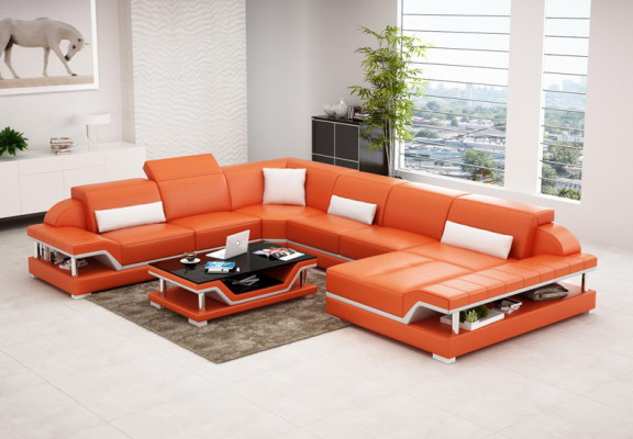 Design-Lieder Wohnlandschaft Ecksofa Modern Garnitur Couch Eck Neu Wäiss USB
