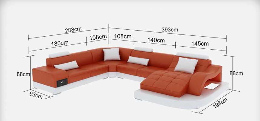 Ledercouch Couch Wunnlandschaft Wunksësseck Eck Garnitur Design Modern Couch USB Neien