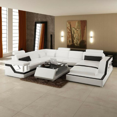 Designer Sofa, Ecksofa, Wunnlandschaft, Grouss Modern Lieder-Sofa + USB, Patentéiert NEI