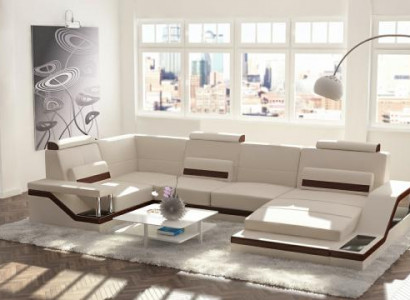 Wunnlandschaft Canapé + USB Polstersëtz Eckcanapé Garnitur Textil Stoff Lieder Canapéen