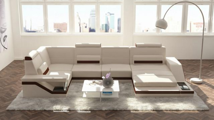 Wunnlandschaft Sofa mat USB Polster Ecksofa Garnitur Textil Stoff Lieder Sofae