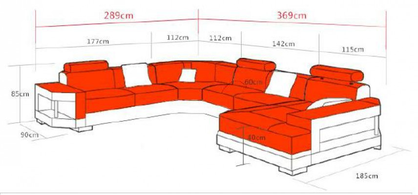 Eckcanapé Polster Wunnlandschaft Canapé Sofa Wunnlandschaft UForm Sëtz Ecke PH2673