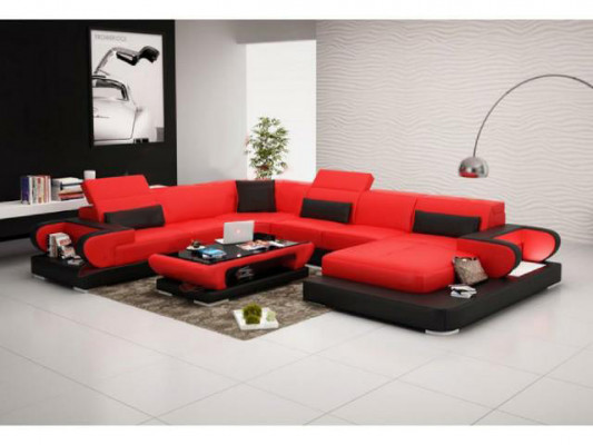 Ledersofa Polster Sëtz Couch Garnitur Ecksofa Sofa Couch Wunnlandschaft Detmold