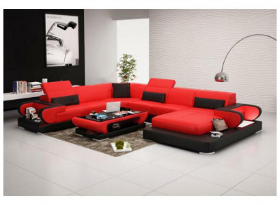 Ledersofa Polster Sëtz Couch Garnitur Ecksofa Sofa Couch Wunnlandschaft Detmold