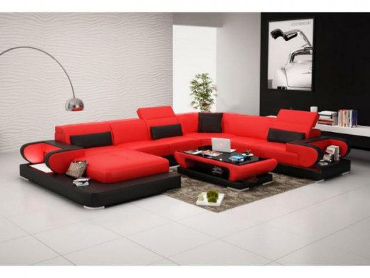 Ledersofa Polster Sëtz Couch Garnitur Ecksofa Sofa Couch Wunnlandschaft Detmold