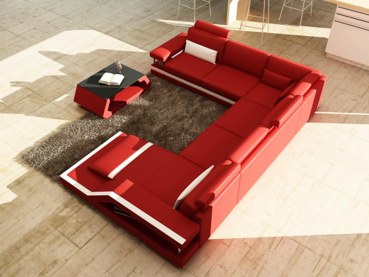 Wunnlandschaft Grouss Modern Liederfotell Canapé Patentéiert Designer Fotell HAMBURG XXL