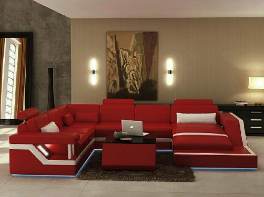 Wunnlandschaft Grouss Modern Liederfotell Canapé Patentéiert Designer Fotell HAMBURG XXL