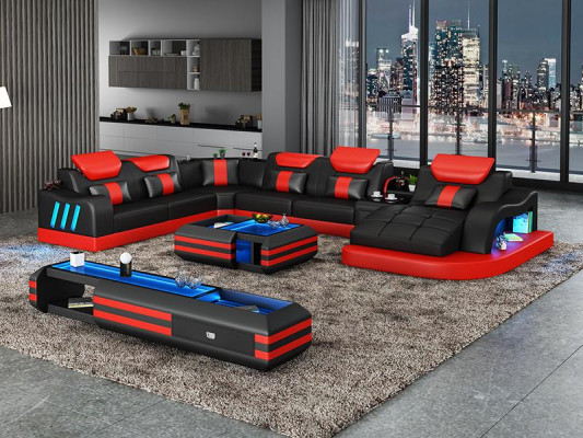 Eckcanapé Polster Eckcanapé Sideboard U-Form Miwwelstéck Liederkanapé Wunnlandschaft Nei