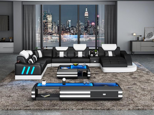 Eckcanapé Polster Eckcanapé Sideboard U-Form Miwwelstéck Liederkanapé Wunnlandschaft Nei